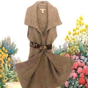 A. GIANNETTI Sleeveless Long Cardigan Vest Wool Blend 2 Ply Knit Stitch Sz L